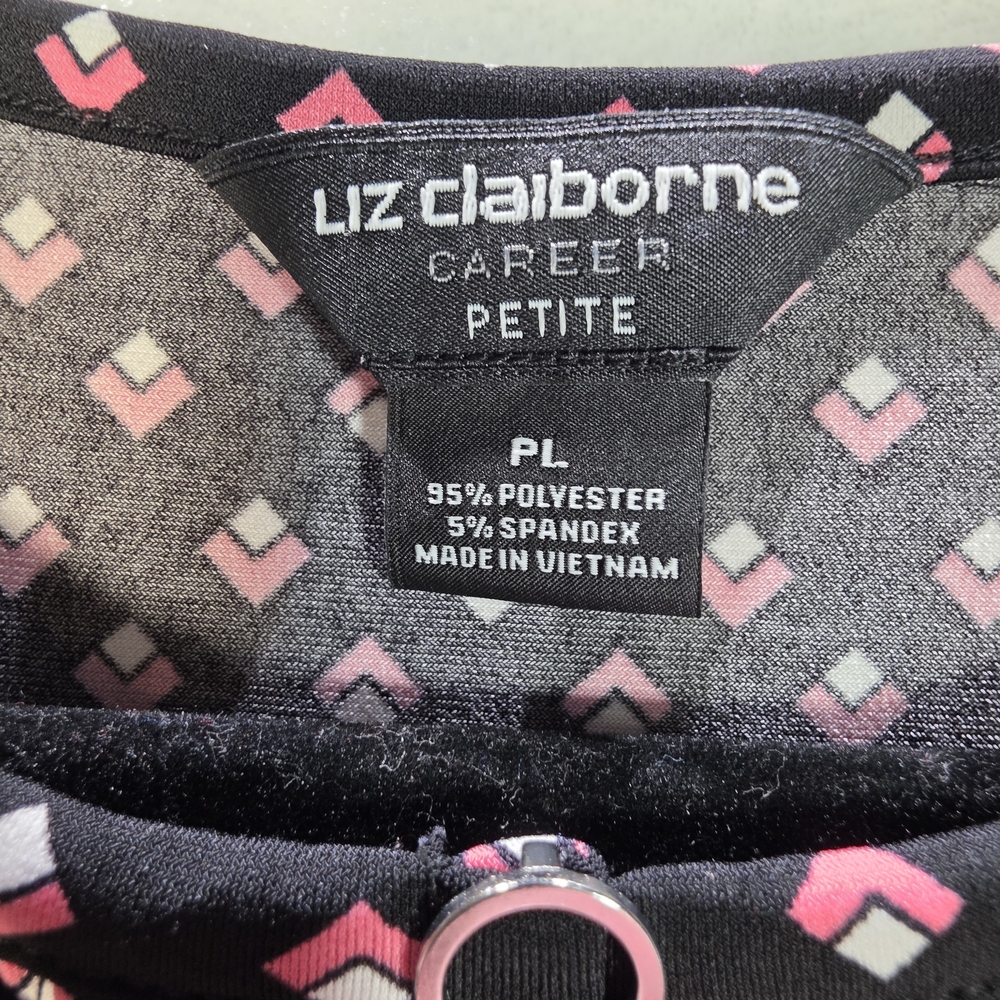 Liz Claiborne Black Sleeveless Geometric Print Camisole with Pink Accents - Picture 3 of 5